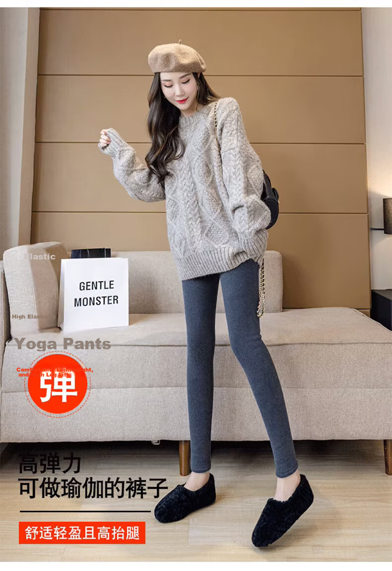 LangSha Women's Thick Fleece Lined Leggings Autumn Winter Outerwear Black High Waist Slim Fit Plus Size Pants 9