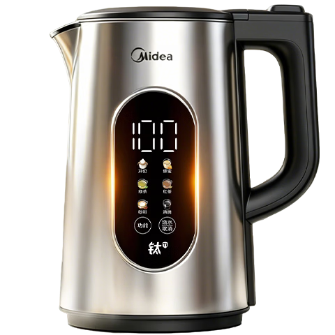 Midea Electric Kettle 1.7L Large Capacity Pure Titanium 0-Coating Inner Liner 6-Stage Temperature Control Color Steel Exterior Home Use MK-SHE1751-Ti