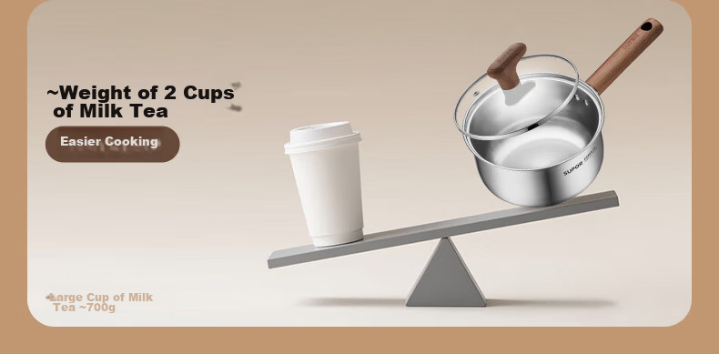 SUPOR 304 Stainless Steel Soup Pot Milk Pot Noodle Pot Wood Grain Handle 18cm Universal Bottom ET18JHBS01-WD 9