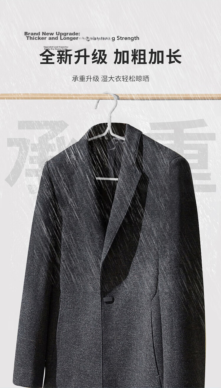 MENGTING Non-Slip No-Marks Clothes Hangers Thickened Large Size Drying Hangers Plastic Coated PE Material 10-Pack 3