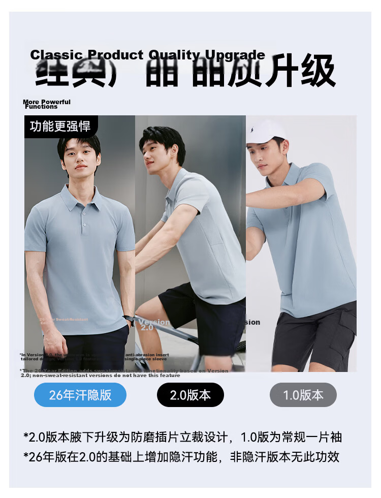 JD Jingzao 300 Sunscreen Quick-Dry Summer Sports T-Shirt Men Polo Shirt Seamless Casual Running Short Sleeve Seafoam Blue L 4