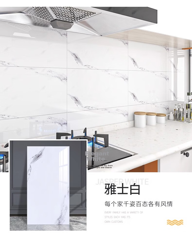 Washi Kitchen Oil-Proof Wall Sticker Self-Adhesive Imitation Tile Aluminum-Plastic Waterproof High-Temperature Resistant Bright White 40x80cm 5-Pack 14
