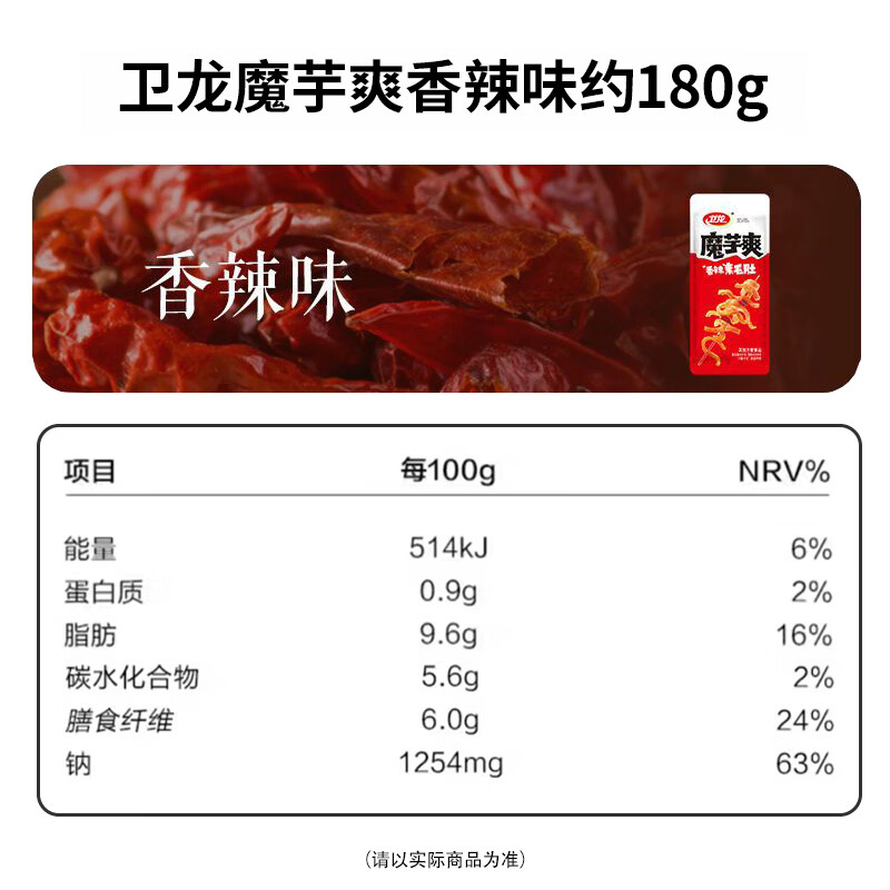 卫龙 魔芋爽 素毛肚 香辣味 休闲办公便携零食礼包 180g