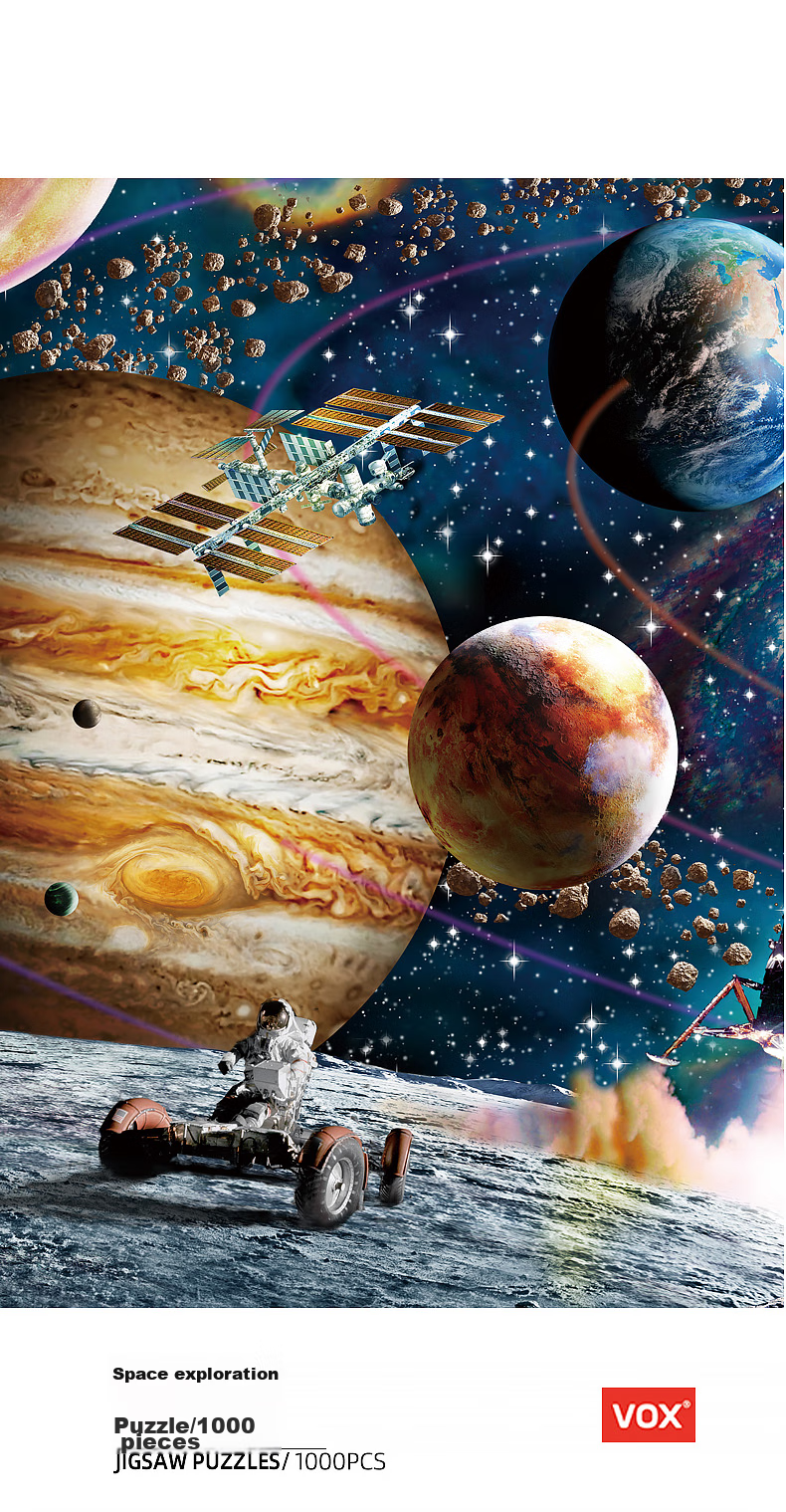 VOX Adult Puzzle, 1000 Pieces, Starry Sky Travel to The Moon, Space Moon Decompression, High Difficulty Puzzle, Birthday Gift 1