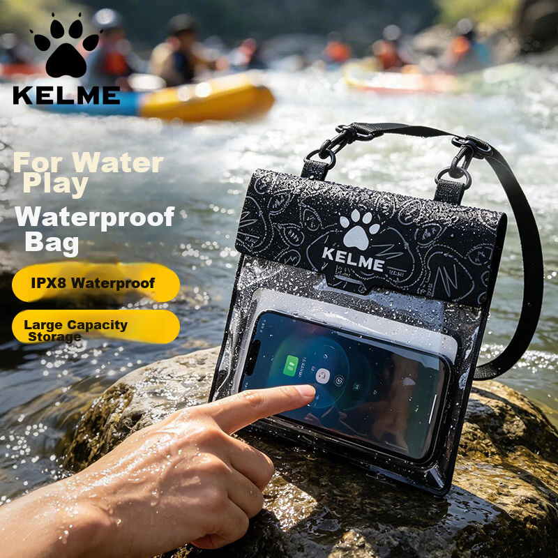 KELME Waterproof Phone Pouch Touchscreen Compatible Swimming Rafting Crossbody Large Capacity Water-Resistant Bag Splashproof Beach Diving Storage Bag