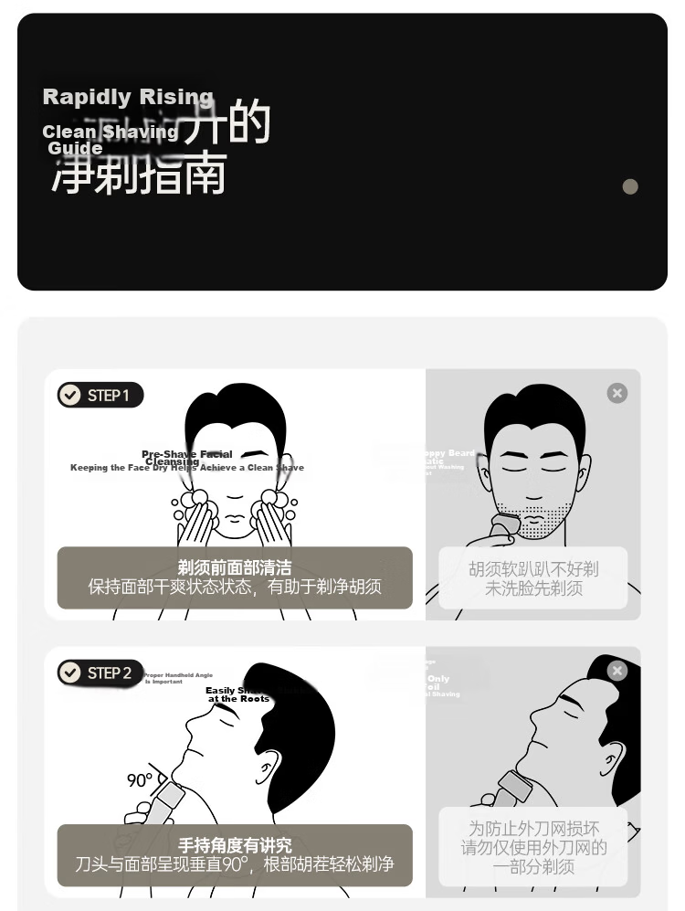 Showsee Reciprocating Induction Electric Shaver K3, Four-Direction Floating Blade Head, Birthday Gift for Dad, Husband, Boyfriend, Graduation Present 14