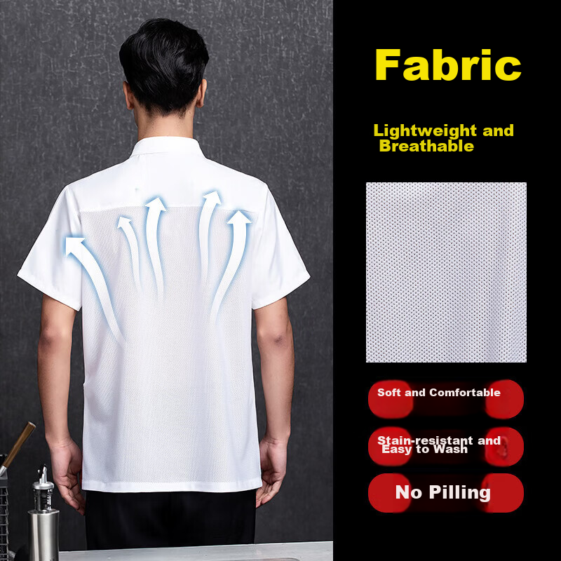 Lido According to Chen Chef Workwear White Long Sleeve Autumn Chef Jacket Breathable Sweat-Absorbing Unisex Hotel Restaurant Kitchen Uniform 6