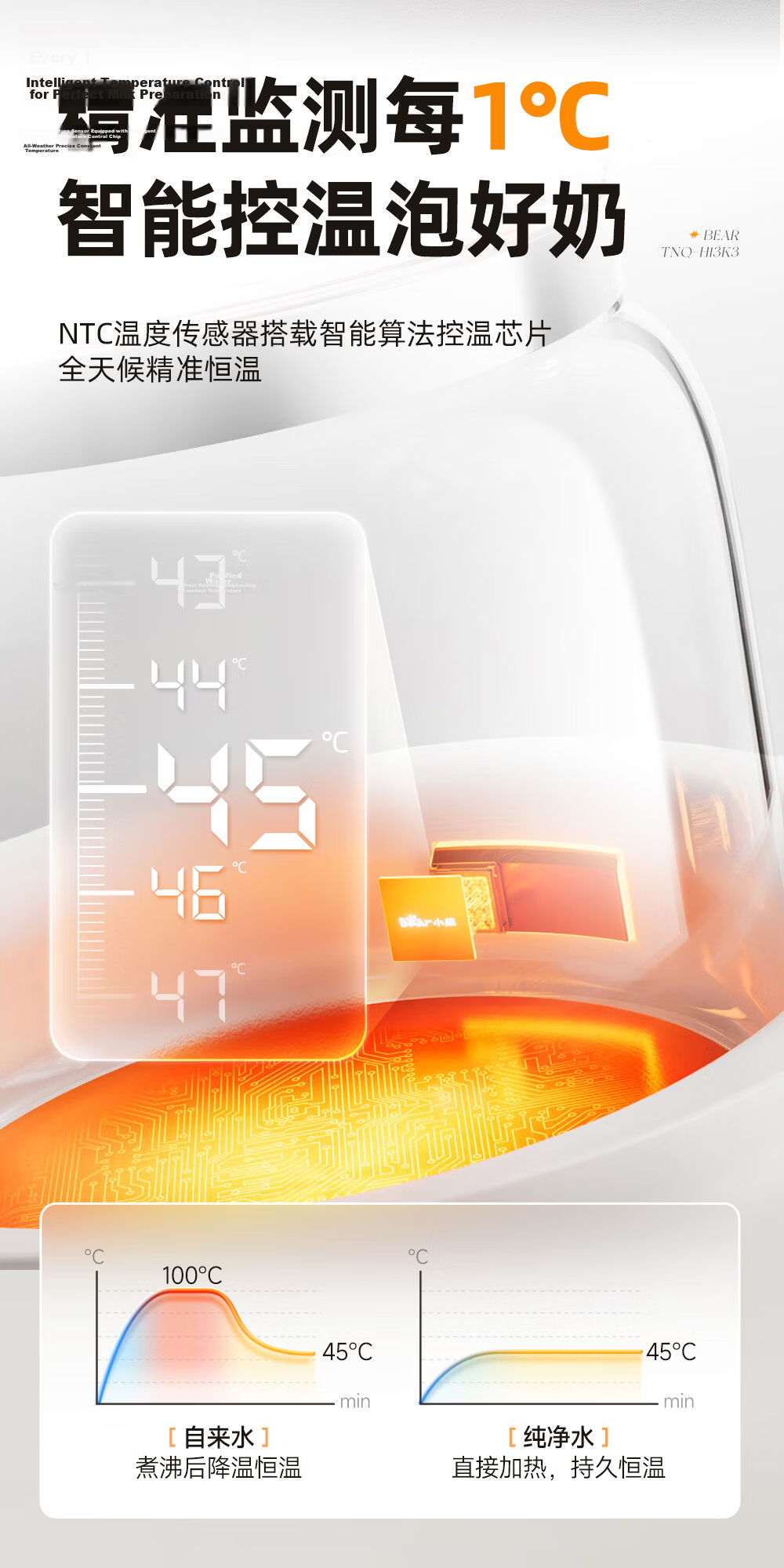 Bear Glass Temperature-Controlled Kettle 1.3L Baby Formula Warmer Hot Water Kettle with Rapid Air Cooling 9