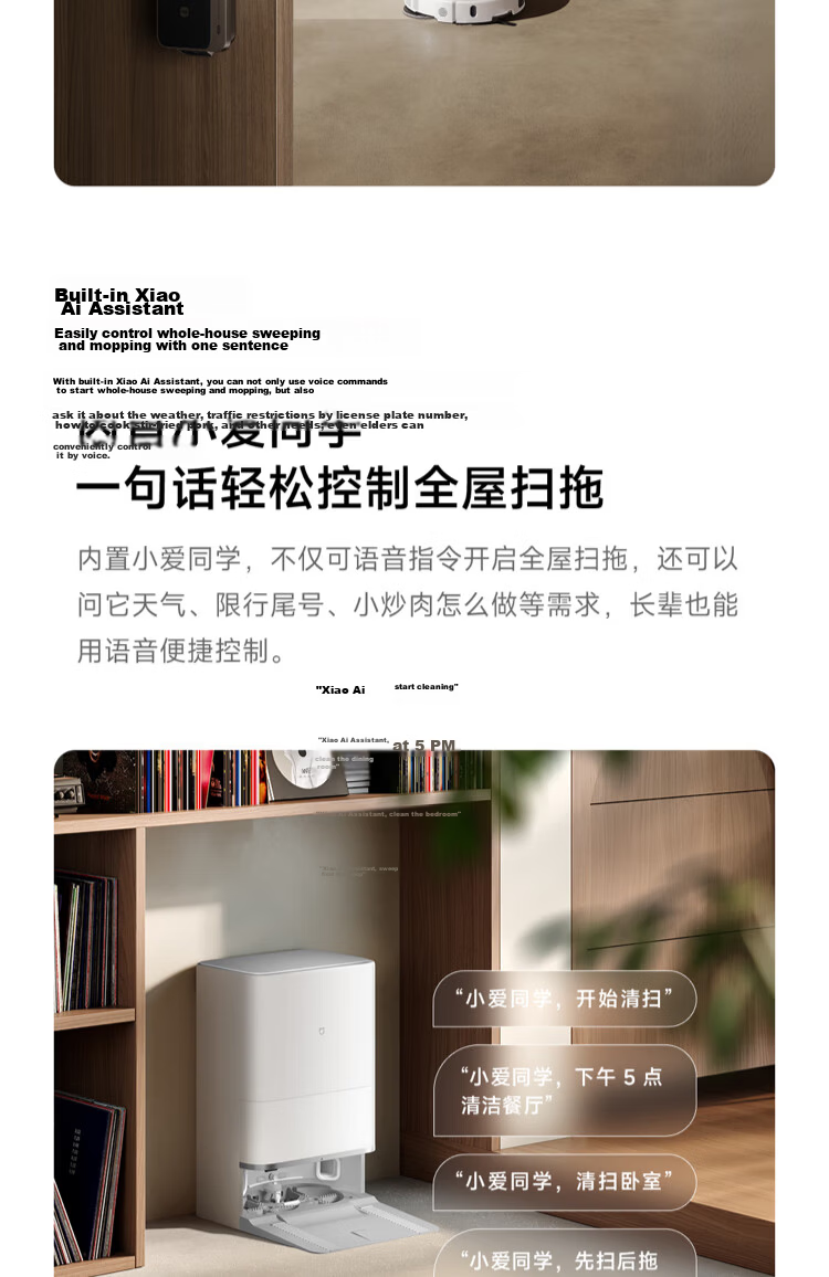 Mijia 6Pro Robot Vacuum Cleaner with Water Tank, Powerful Rolling Water Mop, AI Intelligent Stain Detection, Home Vacuum and Mop with Automatic Cleaning 12