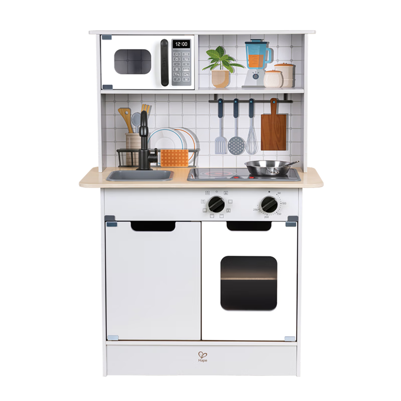 Hape (Germany), Cooking Toy, Pretend Play, Multi-Functional Modern Sound And Light Kitchen, Birthday Gift for Boys And Girls, E3213