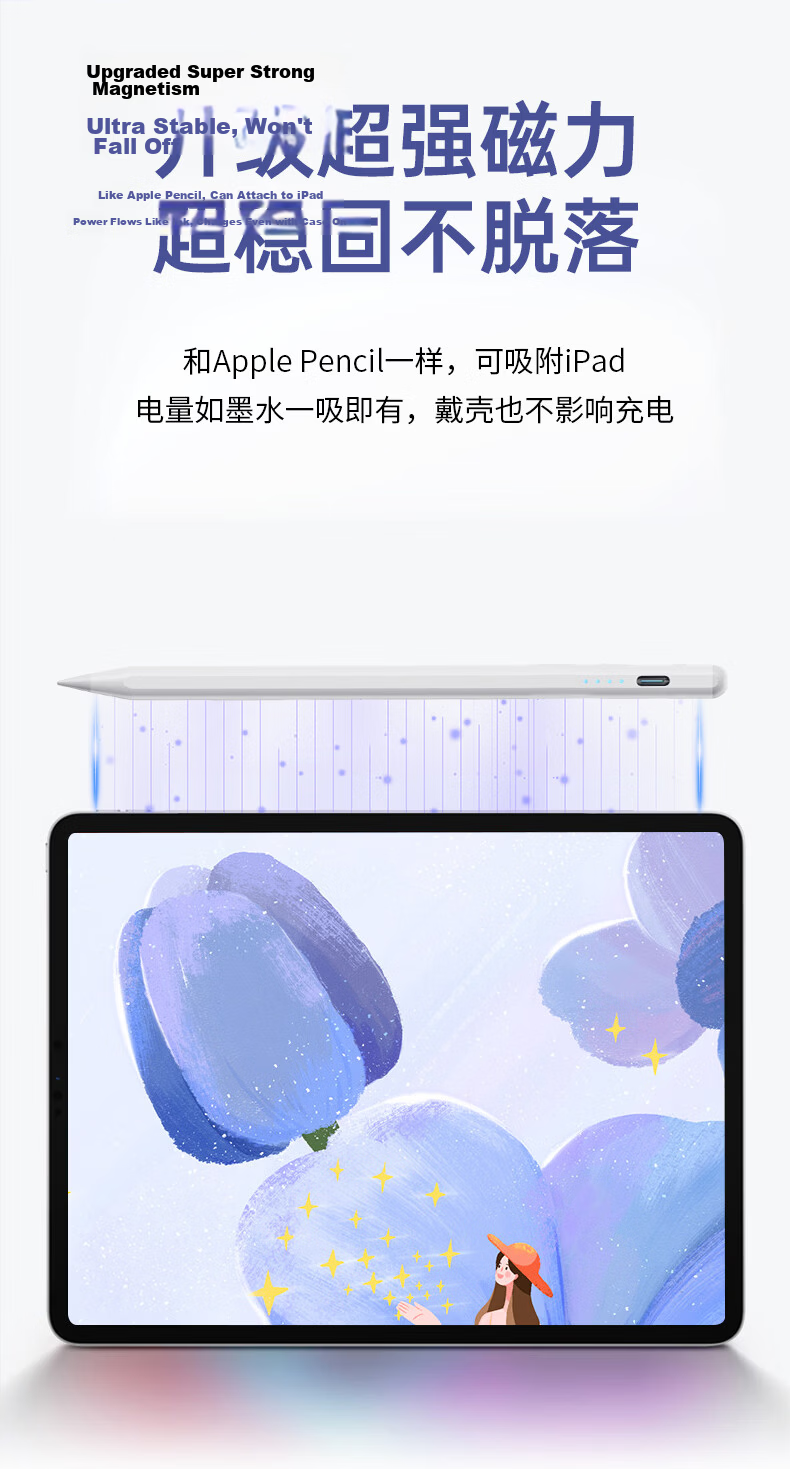 ALittleFlower Capacitive Stylus Pen iPad Touch Pen [2026 Upgrade] Compatible with Apple iPad Pro/Air/Mini/iPad11 Tablet Touchscreen Stylus Apple Pencil 3rd Generation 3