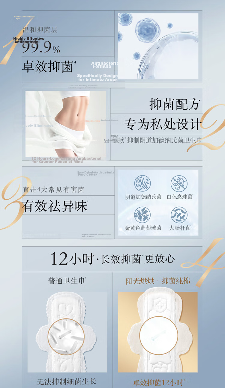 Kotex Antibacterial Pure Cotton+ Sunny Dry Sanitary Napkins 240mm 6pcs Day Use Pads JD Self-operated 5