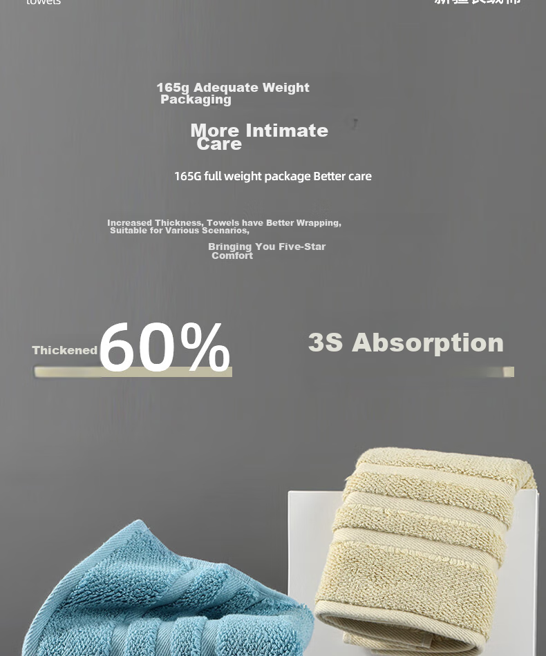 Grace 10A Antibacterial Towels, 3 Pack, Extra Large, Skin-Friendly, Breathable, Quick-Drying, Soft, Unisex Face Towels 6