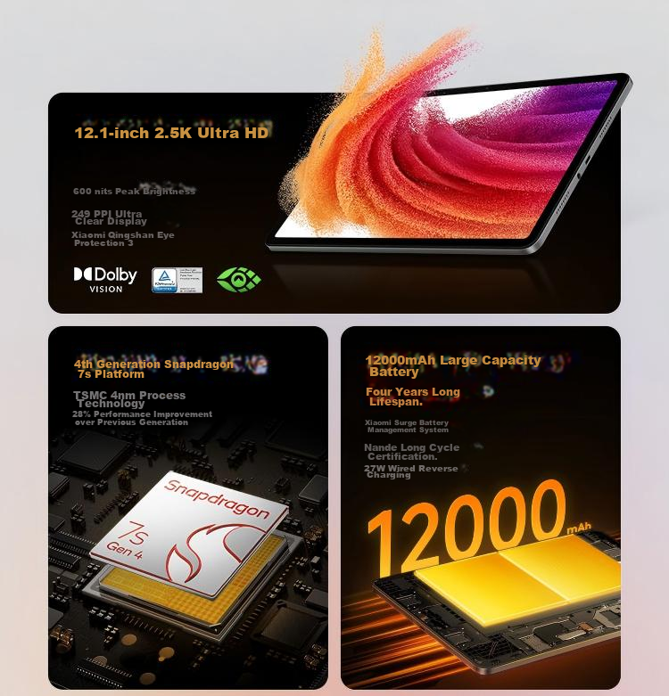 MI REDMI Pad 2 Pro Tablet 12.1-inch 2.5K Snapdragon 7s Platform Student Kids Learning Device 8GB+256GB Purple 2