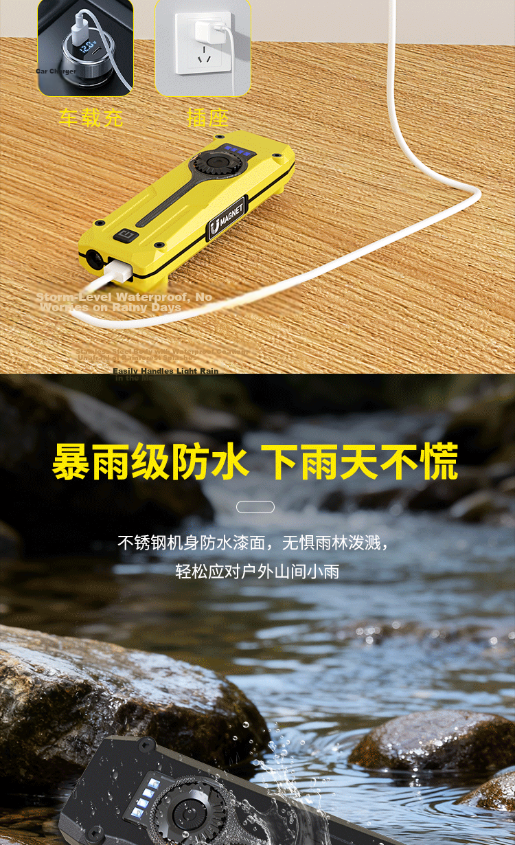 Cavalry Magnetic Mini Outdoor EDC Work Light Small Flashlight Ultra-Long Battery Life Stepless Dimming Strong Magnetic Rechargeable Torch 16