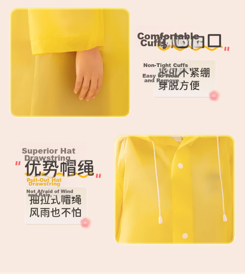 BADIGAO Disposable Raincoat Kids One-Piece Full Body Thickened Large Transparent Anti-Rain Portable Backpack Essential for School 12