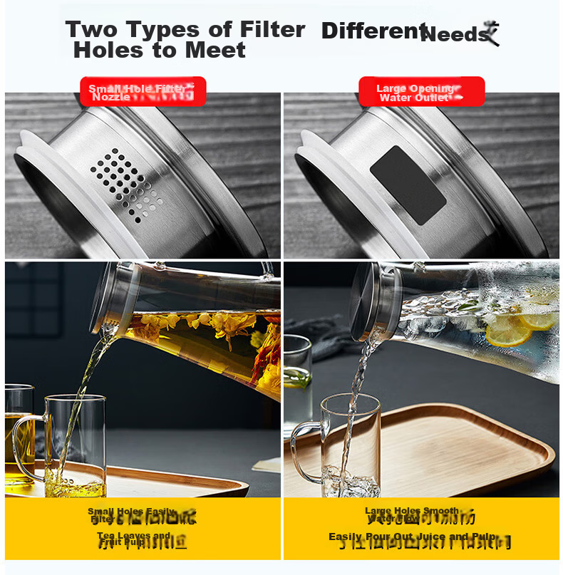 Weimingnuo Glass Water Pitcher Large Capacity 1.8L Refrigerator Cold Water Jug Tea and Juice Pot with Handle 3