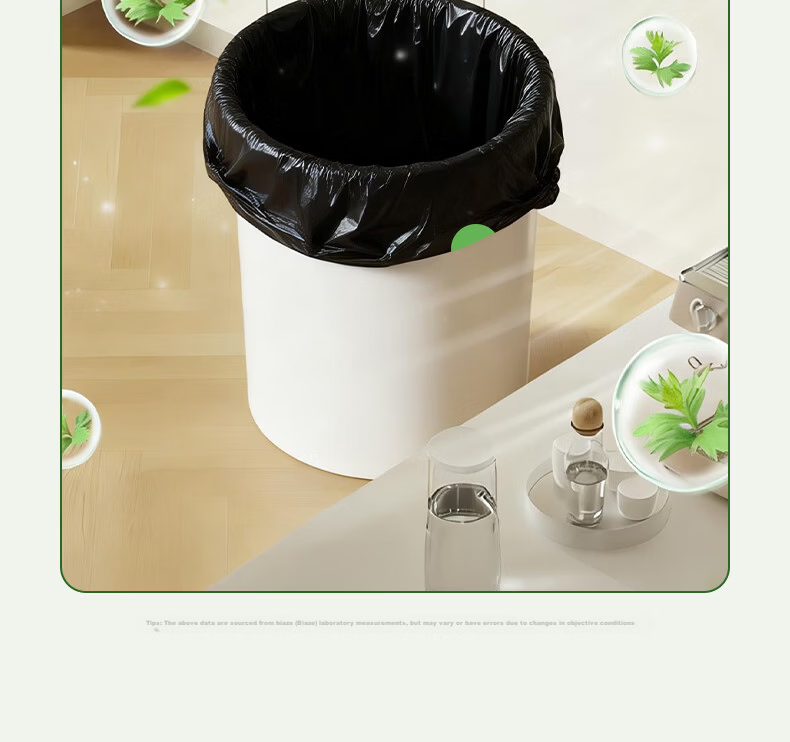 BIAZE Drawstring Trash Bags 45x50cm Double-Sided 2.4 Mil 100pcs Tear-Resistant Thickened Household Kitchen with Mugwort Scent 6