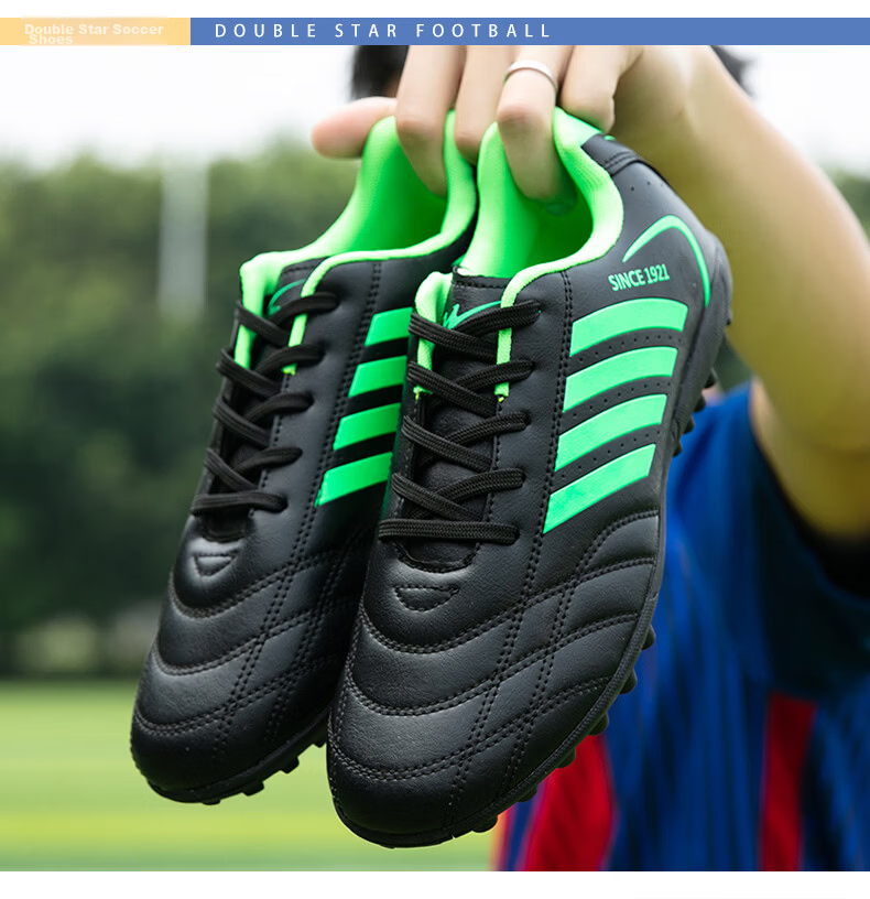 Shuangxing Men's Football Shoes Professional Adult Durable Lightweight Comfortable TF Soccer Cleats White Platinum 41 33
