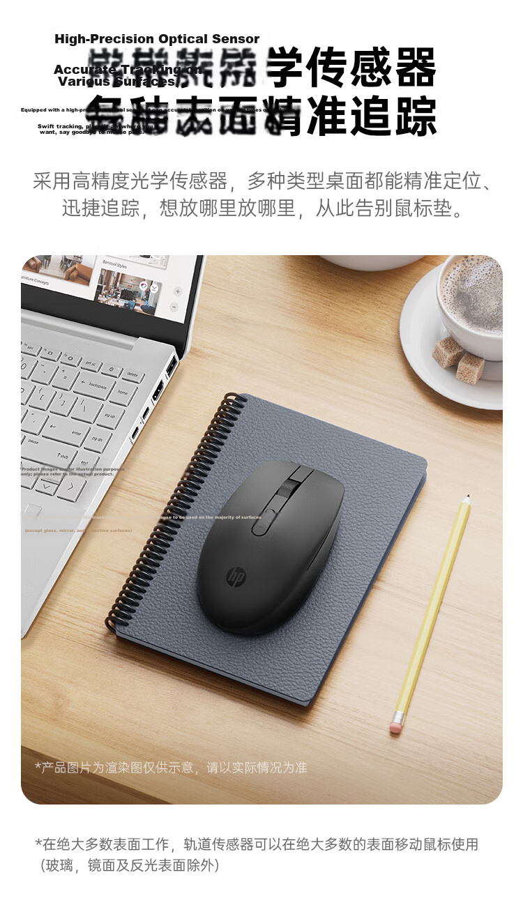 HP White Wireless Mouse Silent Anti-Slip Portable Universal for Laptop Desktop 9