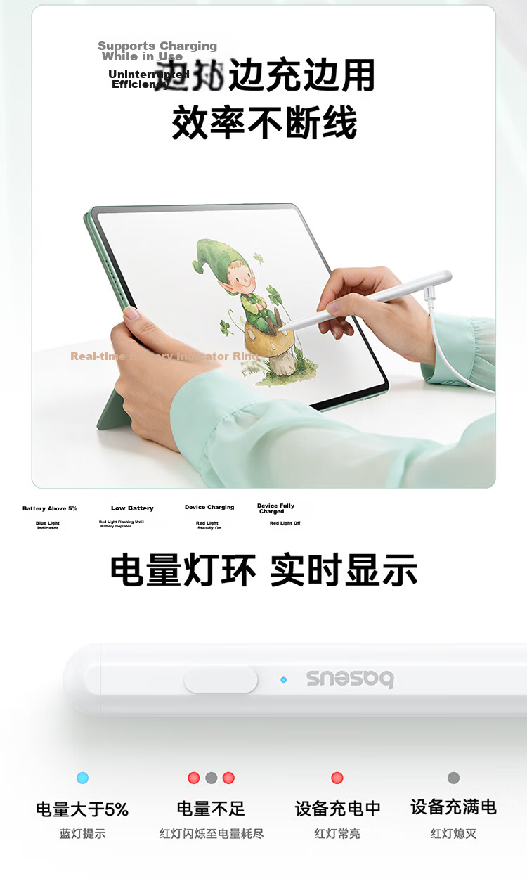 Baseus Compatible OPPO Pad 5 Pro Stylus OPPO Pencil 2 Pro [Dual Tip for Writing and Drawing] Capacitive Pen Magnetic Universal for OnePlus Pad Mini 11