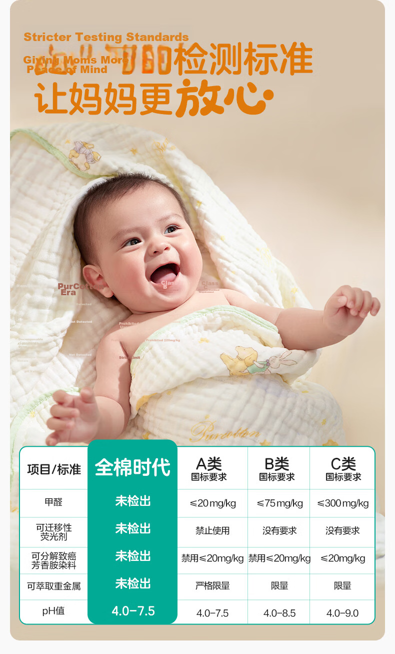 PurCotton Baby Gauze Bath Towel 7A Antibacterial Pure Cotton Newborn Children's Bath Towel Bathing Towel Snow Rabbit Planet 115cm 10