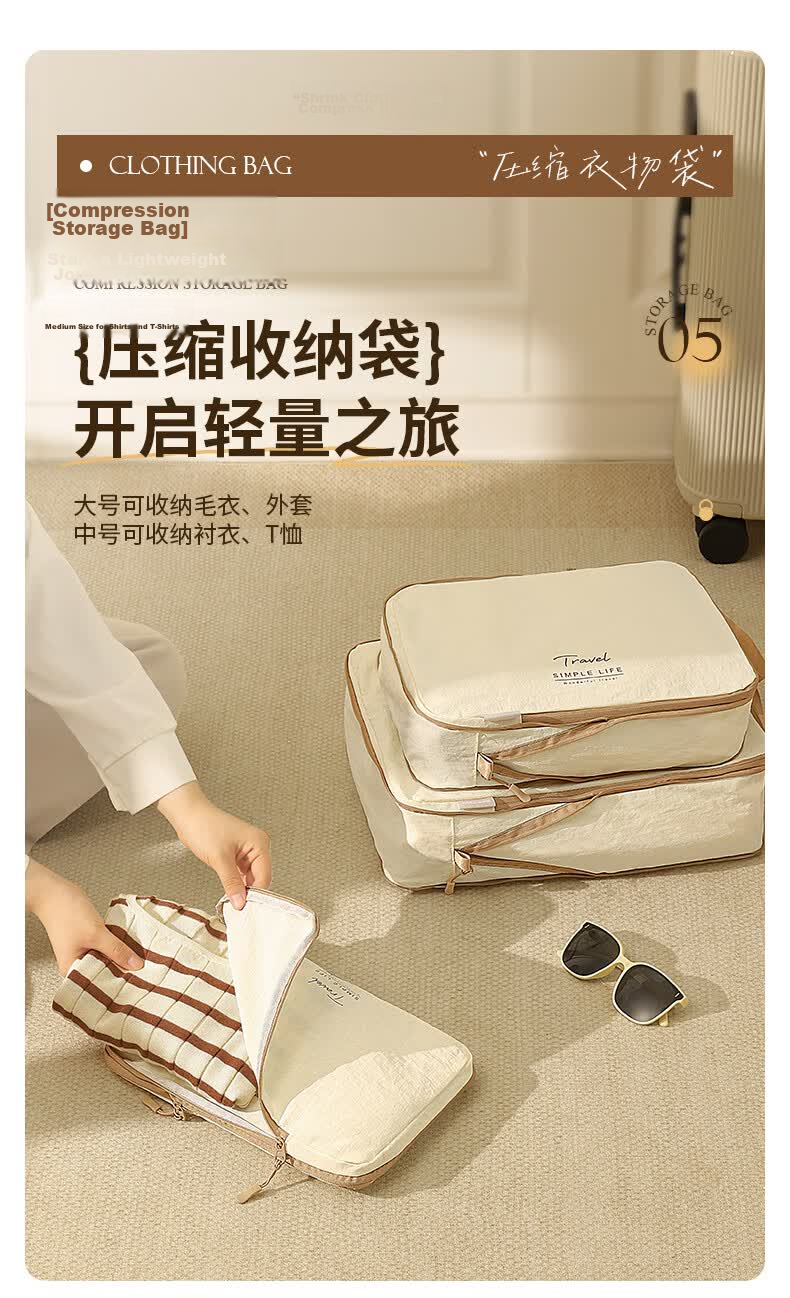 Baicaoyuan Travel Storage Bag Luggage Organizer Underwear Clothing Packing Pouch for Travel Business Trip M+L 10