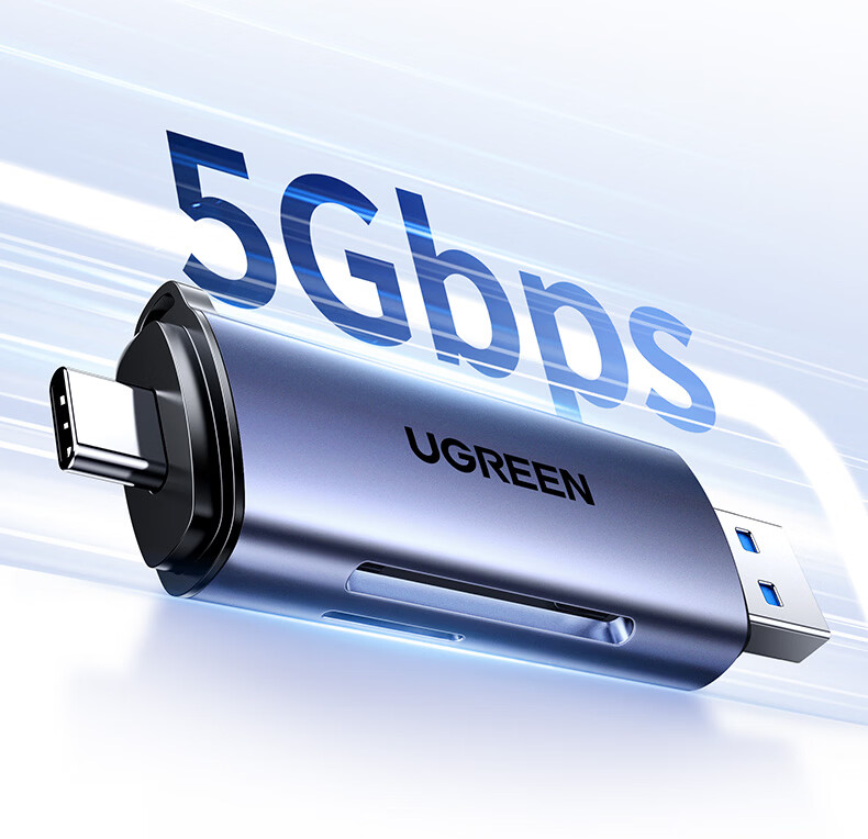 UGREEN USB/Type-C High-Speed Card Reader, Compatible with SD/TF 3.0 Dual Cards, Suitable for Computers, Tablets, Smartphones, DJI Pocket 4/3 Drones, Apple 17 Action Cameras 9