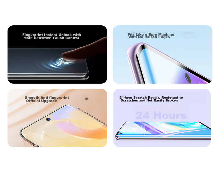 Ugreen Screen Protector for Honor 80/80SE/70/60/60SE, Hydrogel Soft Film, Non-Tempered, Full-Coverage Curved Screen, HD Anti-Fingerprint Scratch-Resistant, 2-Pack 3