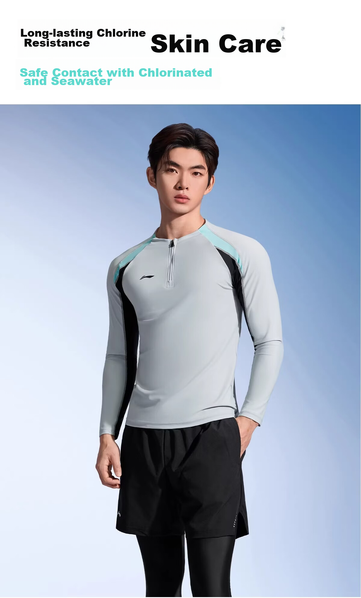 LI-NING Men's Snorkeling Jellyfish Suit Swimming Set Thermal Sunscreen Quick-Dry Long Sleeve Long Pants for Diving Surfing Hot Spring 11