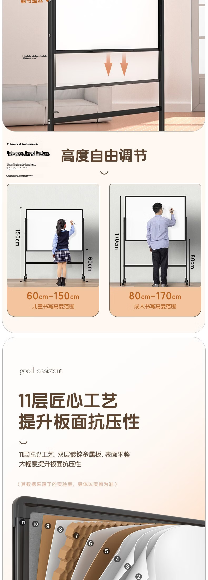 Deli Premium High-End Series Stand-Style Whiteboard, 180*90cm H-Shaped Stand, Movable And Flipable, Double-Sided Magnetic Whiteboard for Office Meetings And Home Use, Writing Board 7884 4