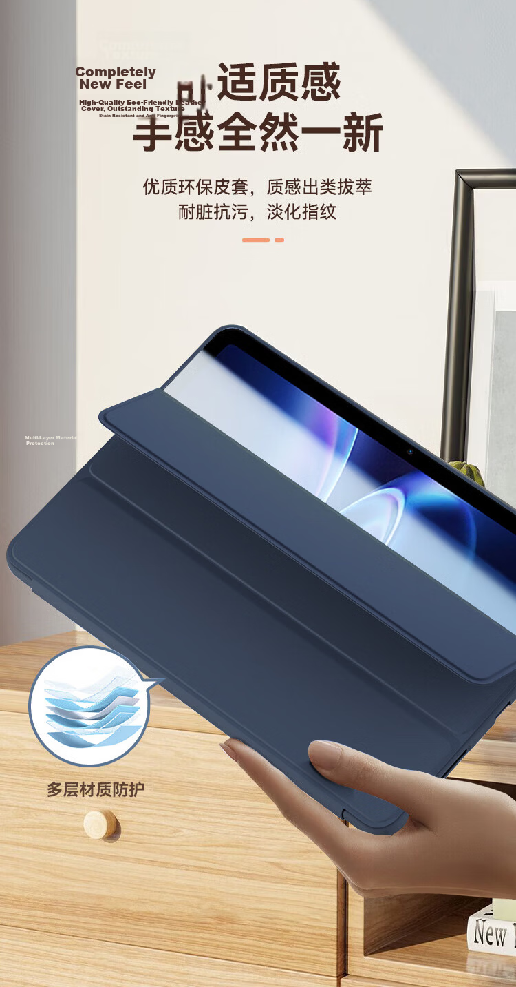 ALittleFlower Redmi Kpad2 Case 8.8 Inch 2026 Model Redmi Tablet Tri-Fold Stand Protective Cover Shockproof Lightweight Soft Sleep Case Dark Blue 5