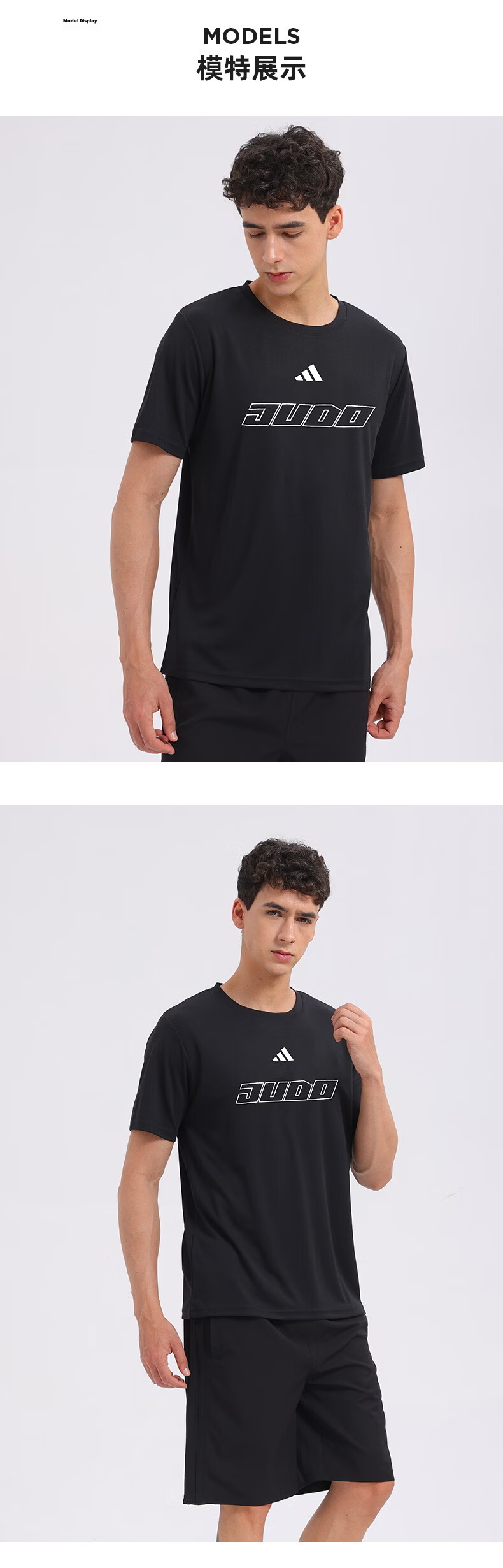 Adidas 26 New Summer Lightweight Breathable Sports Short Sleeve Quick-Dry Unisex Casual T-Shirt Black/White 2XL 6