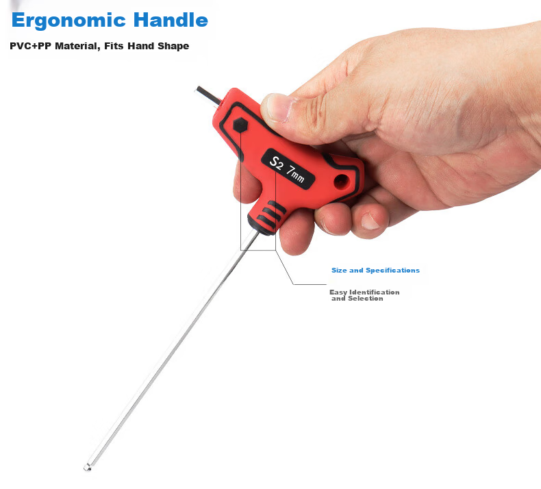Kuanteng T-Handle Professional Hex Key Wrench Set 6-Sided Hexagon Screwdriver High Hardness Extended Hex Industrial Grade Tool 3