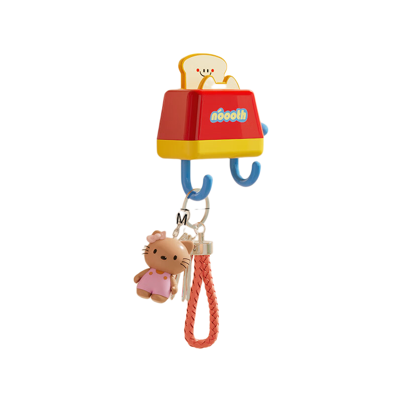 Noshi Toaster Retractable Hook No-Drill Strong Load Adhesive Hook Cute Kitchen Bathroom Bedroom Entryway Key Holder