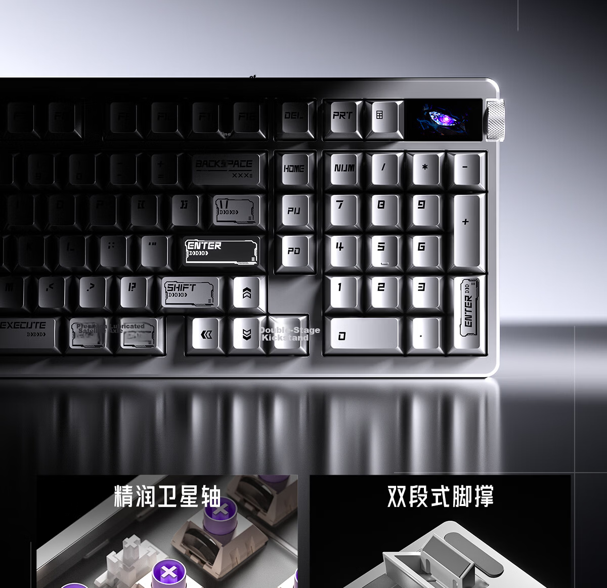 AULA Nova98 Gasket Structure Mechanical Keyboard Custom Dual 8K Tri-Mode Wireless Wired Bluetooth 99-Key Hot-Swappable Gaming Office Moon Rock Gray 21