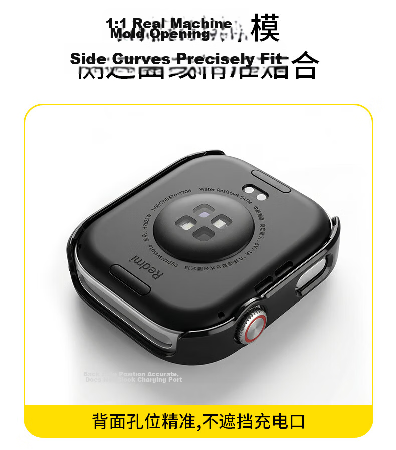 CHENSONG Protective Case and Tempered Film for Xiaomi Redmi Watch 6, PC Scratch-Resistant Durable Sensitive Touch Black 11