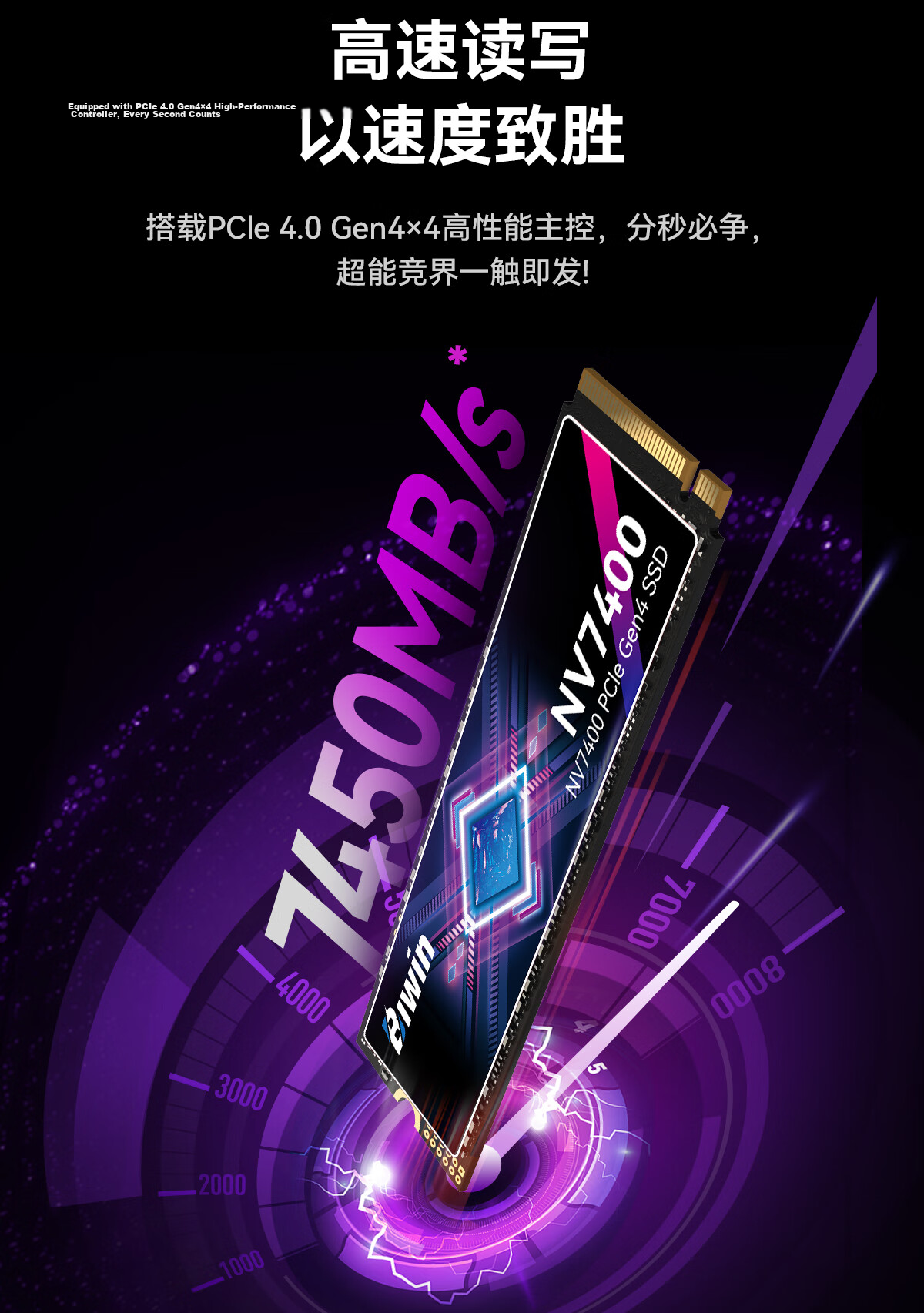 BIWIN 512GB M.2 NVMe SSD NV7400 Series PCIe 4.0 7050MB/s AI PC Storage Accessory 3