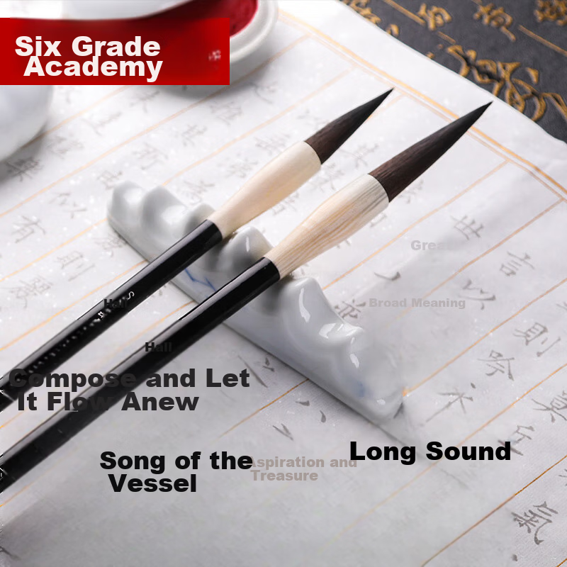 Liupin Academy Calligraphy Brush Set - Wolf Hair, Mixed Hair, Goat Hair Brushes for Chinese Calligraphy, Various Sizes for Regular and Running Script