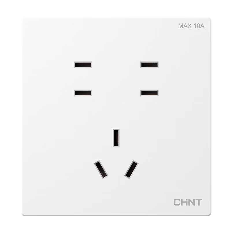 CHNT Switch Socket No-Paint Large Panel Concealed Socket Panel X1M Seven-Hole Socket Rhombus White Matte