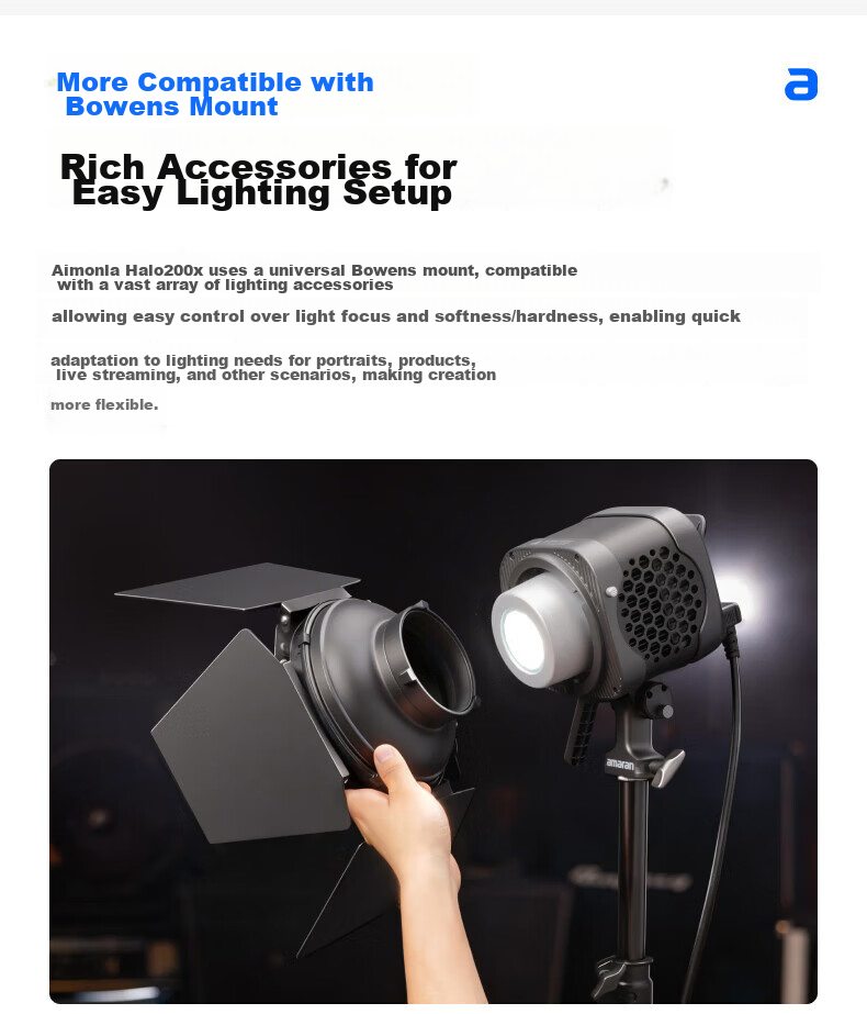 Aputure Amaran Halo 200x Bi-Color Live Streaming Fill Light 200W Video Photography Studio Portrait Lighting Continuous Fill Light for Streaming Room 19