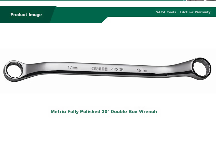 SATA Fully Polished High-Neck Double Box-End Wrench 14x15MM 42305 2