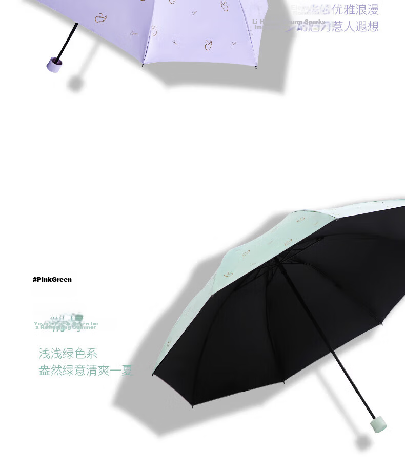 Tiantang Umbrella UV Protection Three-Fold Portable Folding Black Coating Sunshade Dual-Use Umbrella Swan Midnight Blue 6