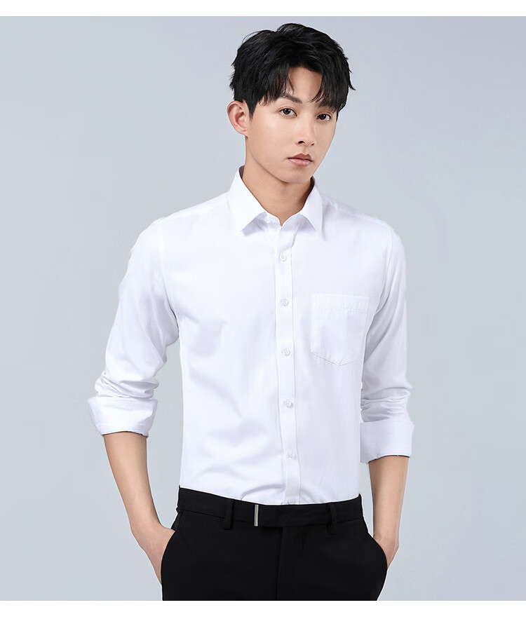 ROMON Men's Short Sleeve Shirt Summer Cotton Solid Color Casual Business Dress Shirt Light Blue 3XL 23