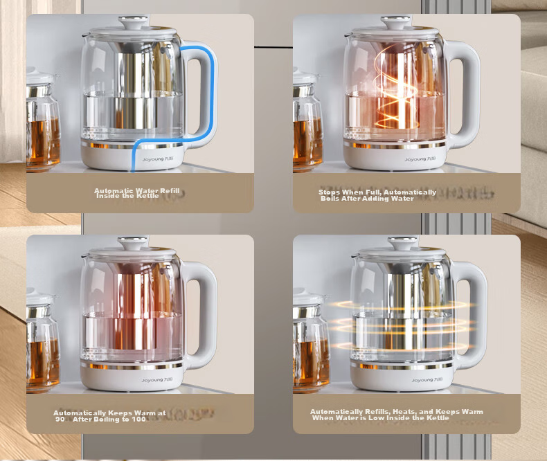 Joyoung Tea Bar Machine Home High-End Water Dispenser Color Touch Voice Control Reservation Large Screen UV Dynamic Sterilization Fully Automatic Temperature Control Vertical Tea Maker Electric Kettle 12
