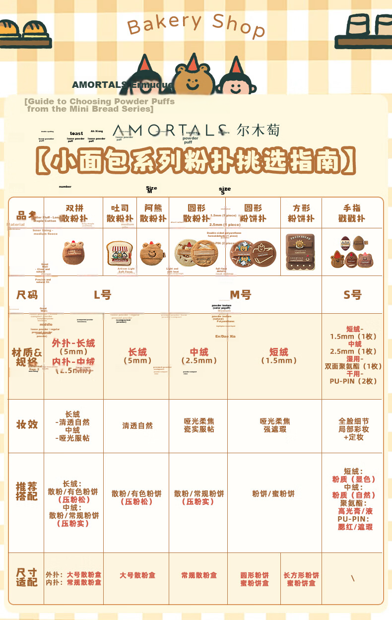 AMORTALS X TUNEE GOODS Bread Series Toast Plush Powder Puff Large Size 1 Piece Holiday Gift 2
