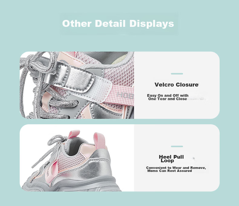 HOBIBEAR Kids Sandals Summer Lightweight Breathable Running Shoes for Boys and Girls 3021 Silver Size 35 4