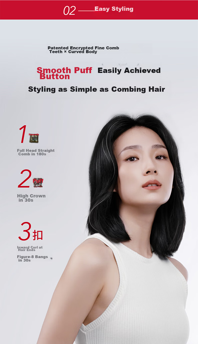 Lucheng [Recommended by Song Yi] Wireless and Wired Dual-Effect 2nd Generation | Thermal Balance Hair Straightening Brush with Negative Ions, Damage-Free High-Volume Hair Clip, Curling Iron, Flat Iron 10