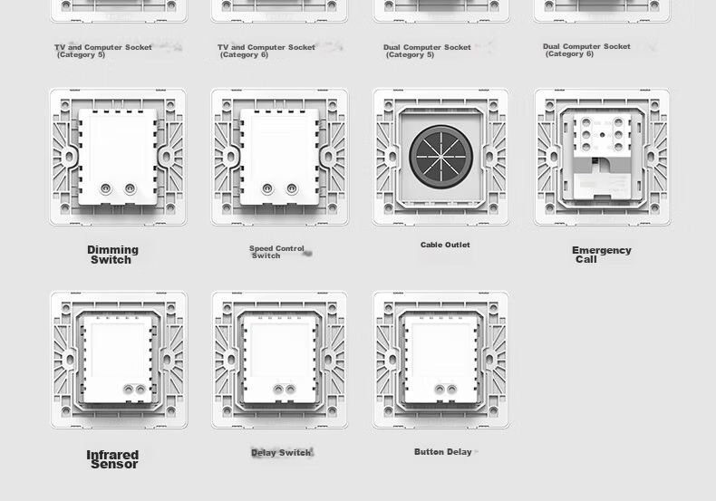 CHNT Switch Socket NEW6-C11102 Five-Hole Socket 6C Champagne Gold 10-Pack Socket Set 46
