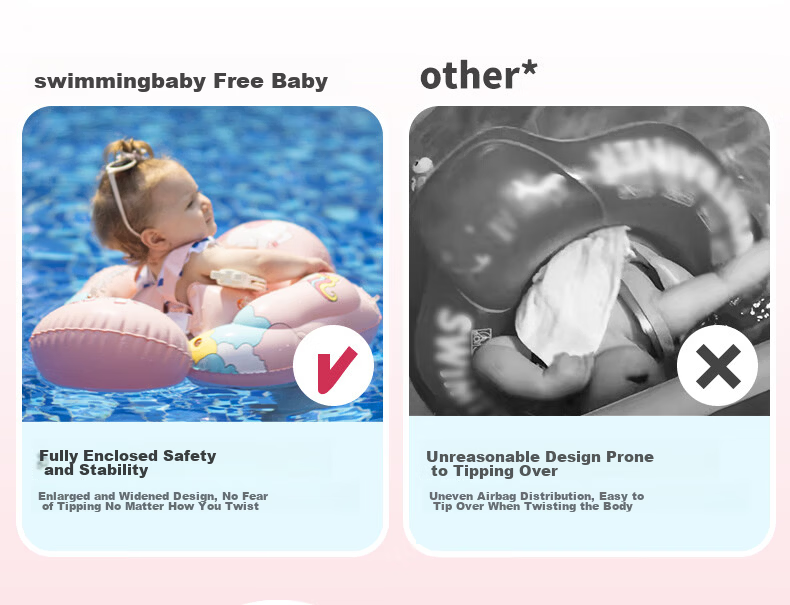 SwimmingBaby New Thickened Inflatable Underarm Sunshade Anti-Tip Swimming Float Ring for 2-Year-Old Baby Girls 8